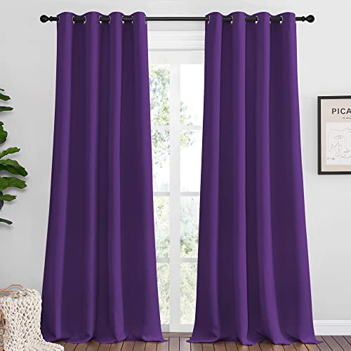 NICETOWN Royal Purple Blackout Curtains 120 inches