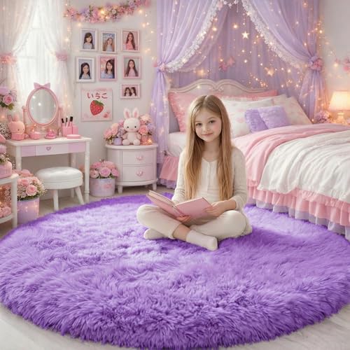 Amdrebio Purple Round Rug 6Ft