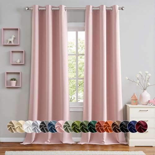 MIULEE Baby Pink Blackout Curtains 96"