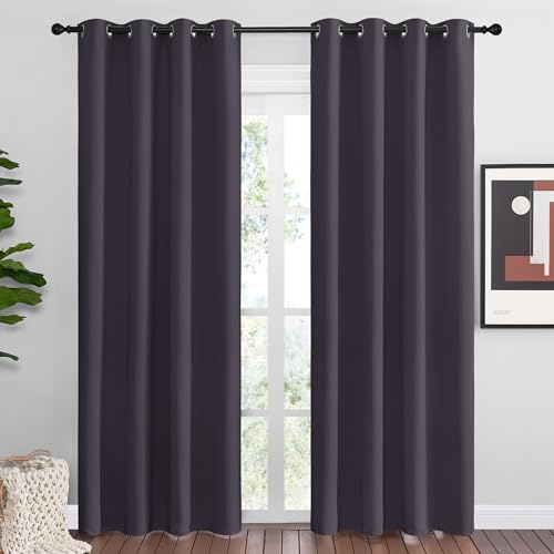 NICETOWN Greyish Purple Blackout Curtains 86 inches