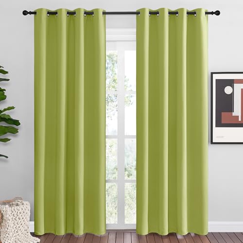NICETOWN Fresh Green Blackout Curtains 86"