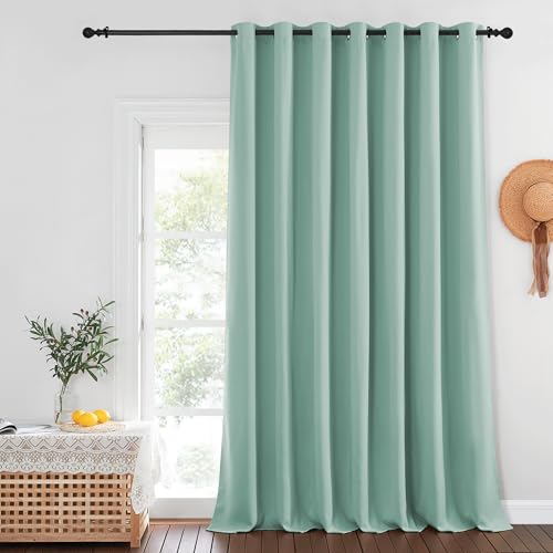 NICETOWN Privacy Room Divider Curtain Thermal Blackout Curtain for Patio Door, Living Room, Bedroom Partition and Shared Office Space, 1 Grommet Panel, Aqua Blue, 100 inch x 108 inch Long