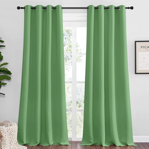 NICETOWN Froest Green Blackout Curtains 102"