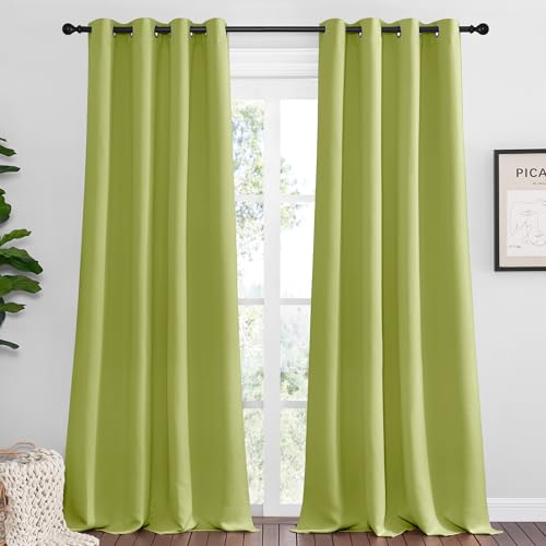 NICETOWN Fresh Green Blackout Curtains 90in