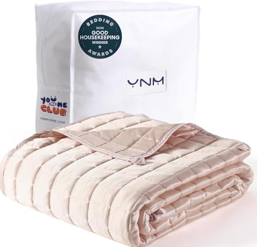 YnM Cooling Weighted Blanket for Adults, 15lbs Heavy Bed Throw Comforter with 100% PE Fabric, Ideal for Hot Sleepers or Summer Days(48x72 Inches for Twin/Full Bed, 15 Pounds, Pink)