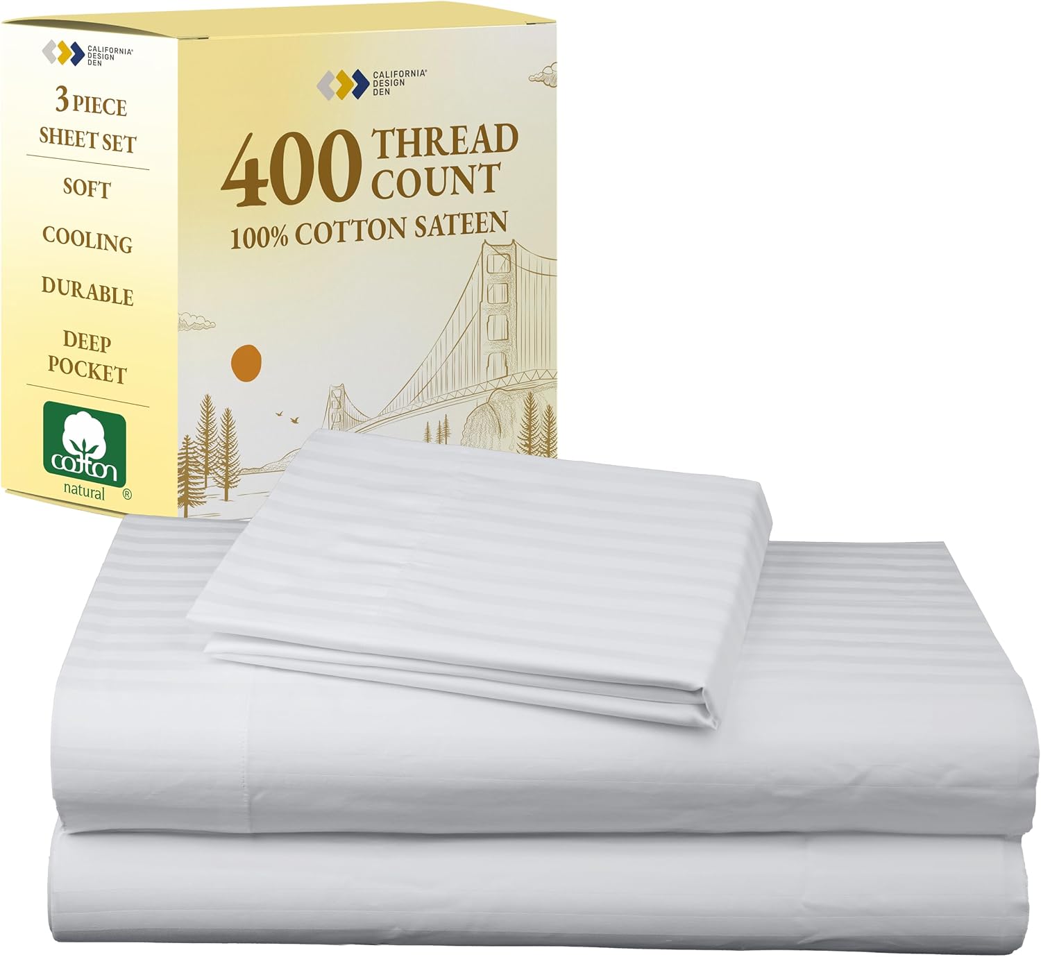 California Design Den Striped Twin XL Sheets Set