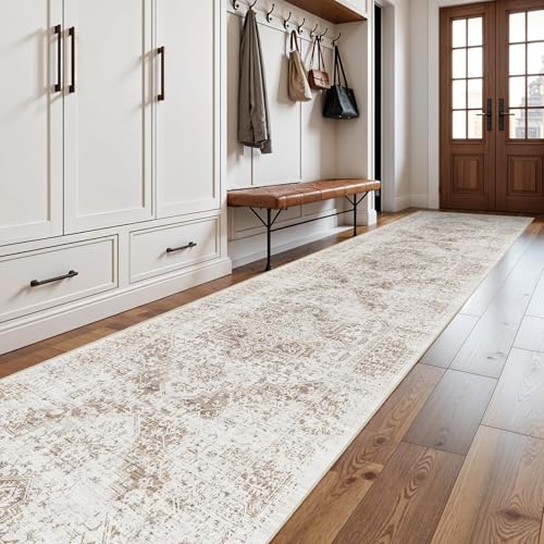 3x16 Hallway Washable Runner Rug: Machine Washable Kitchen Laundry Runner Vintage Non Slip Low-Pile Entryway Living Room Floor Mat Stain Resistance Indoor Floor Carpet for Entrance Living Room,Bridge