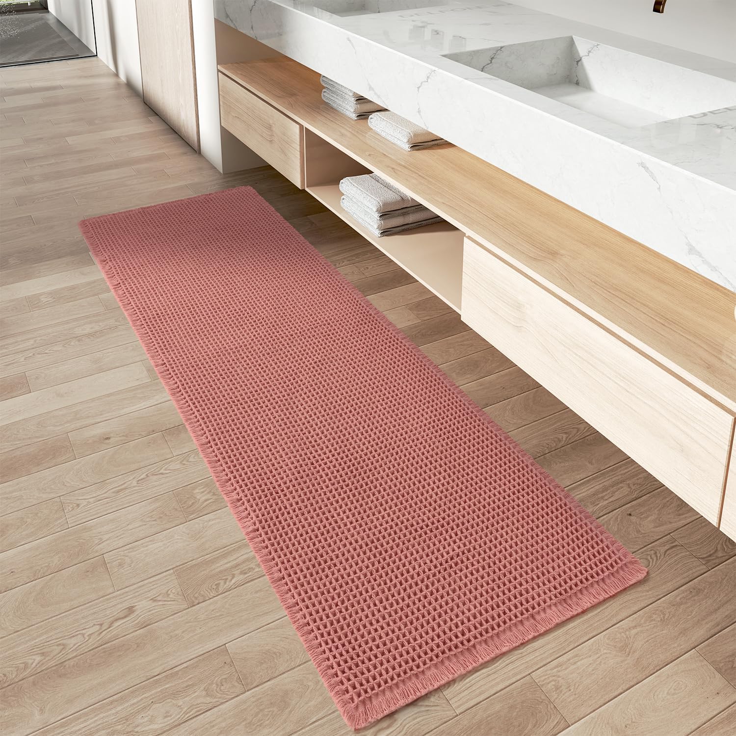 AMOAMI Upgraded Waffle Runner Rug 2'x5' (Coral)