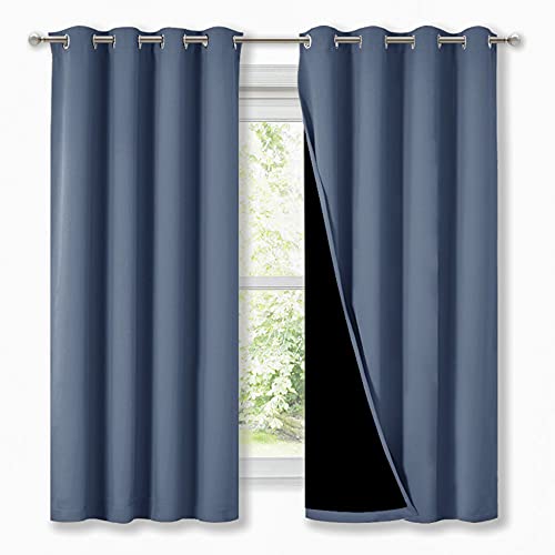 NICETOWN Extra Long Truly Blackout Drapes (Stone Blue)