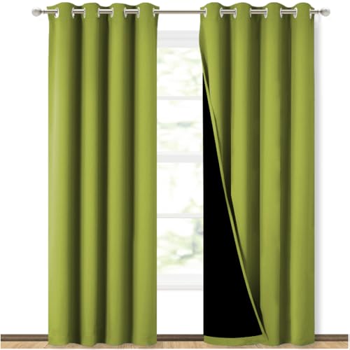 NICETOWN 100% Blackout Curtains 84" Fresh Green
