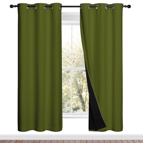 NICETOWN 100% Blackout Window Curtain Panels (Olive Green)