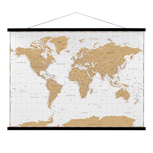 FALAMON Magnetic Poster Hanger Frame, 60x40 60x50 60x30 Teak Wood Magnet Poster Frame for Posters, Prints, Photos, Pictures, Maps, Scrolls, and Canvas Artwork