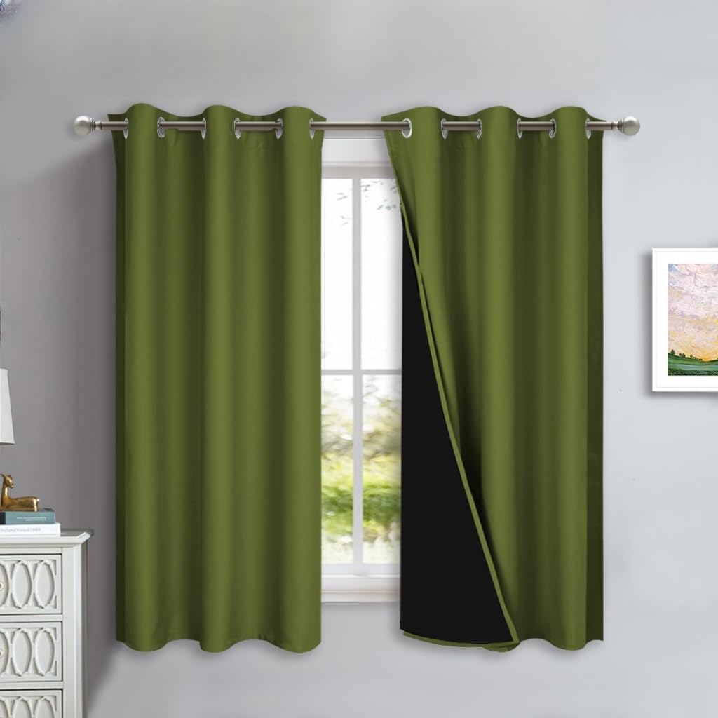 NICETOWN 100% Blackout Curtains 45" Olive Green