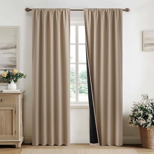 NICETOWN 100% Blackout Curtains (Taupe)