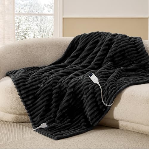 Bedsure Thick Striped Flannel Heated Throw