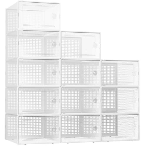 Kuject XX-Large Shoe Storage Boxes White 12 Pack