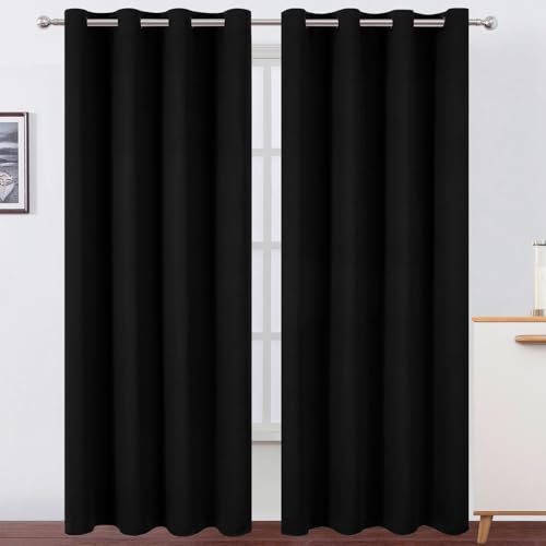 LEMOMO Blackout Curtains 52 x 120 Inch Long Black