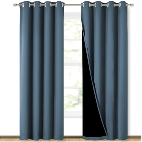 NICETOWN 84in Blackout Curtains (Smoky Blue)