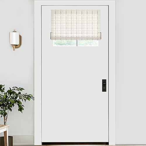 LazBlinds No Tools No Drill Bamboo Roller Shades, Cordless Bamboo Blinds, Light Filtering Roll Up Blinds for Windows, French Door, Porch or Patio, 26'' W x 20'' H, Whitewash B