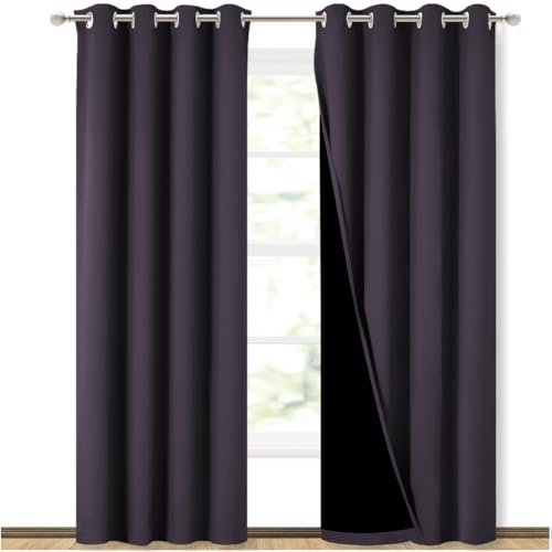 NICETOWN 100% Blackout Curtains 84" Greyish Purple