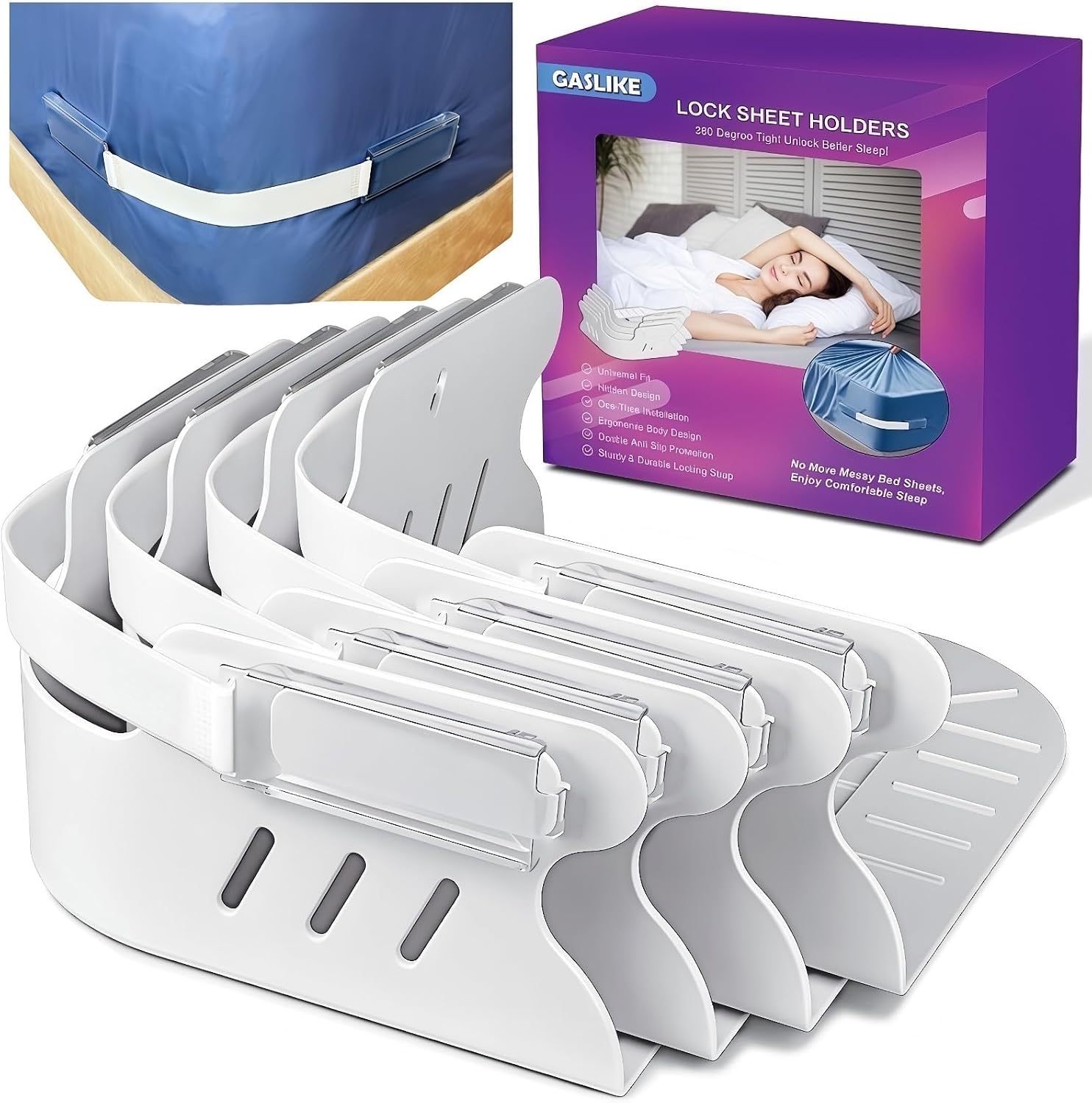 GASLIKE Lock Bed Sheet Holders for Corners