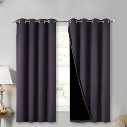 NICETOWN 52x63" Blackout Curtains (Greyish Purple)