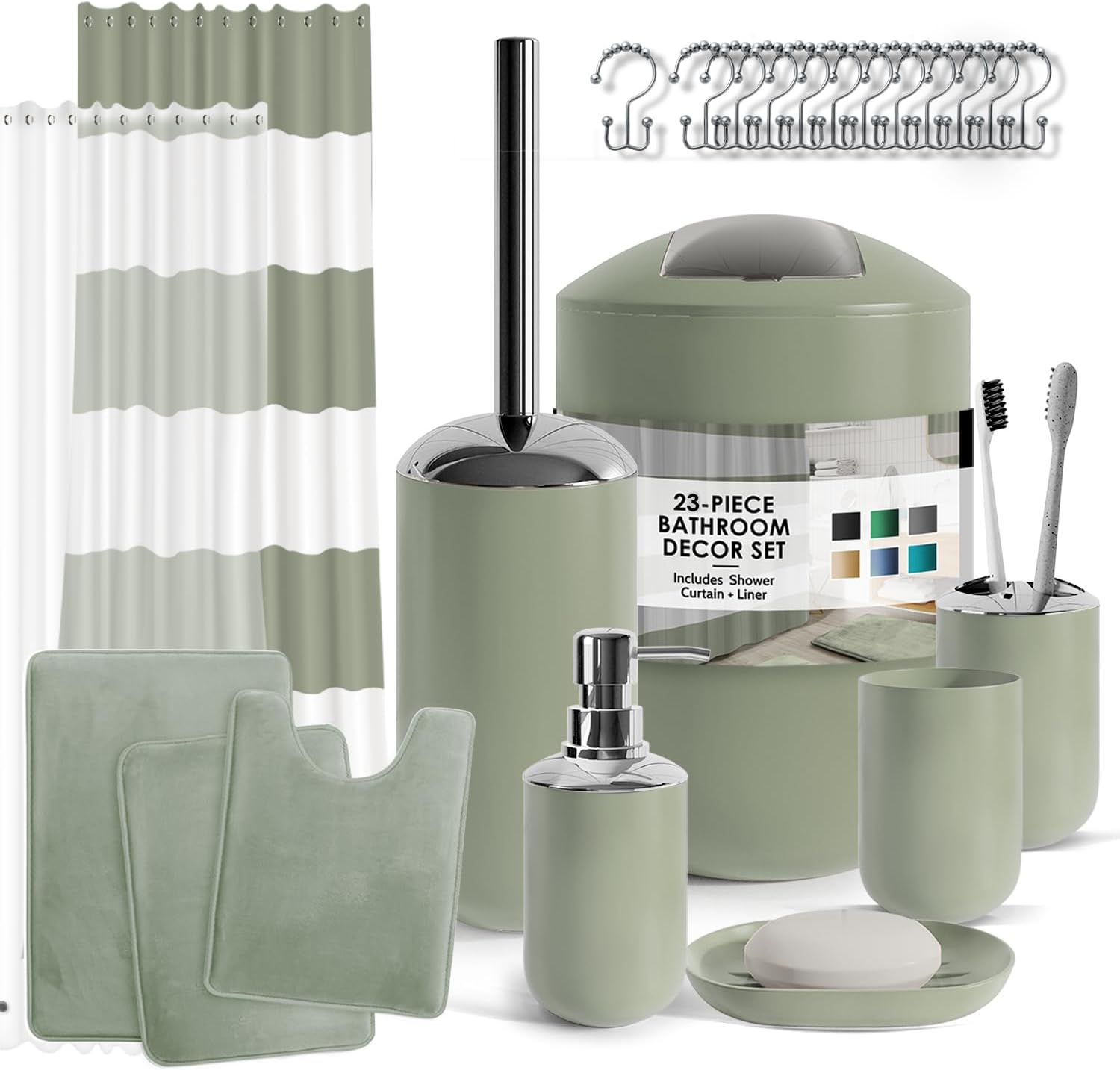 Clara Clark 23PC Sage Bathroom Set