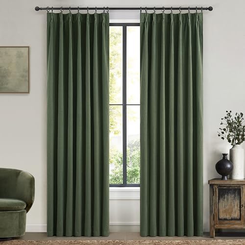 QJmydeco 92" Dark Olive Green Pinch Pleat