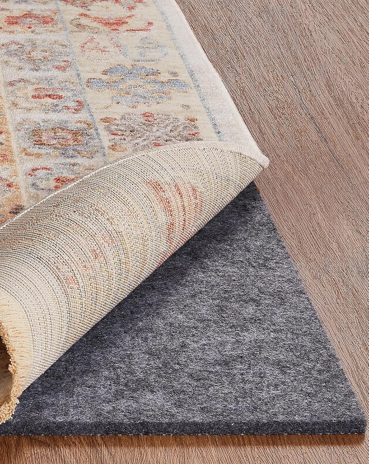 Veken Non Slip Cushioned Rug Pad Gripper 10 x 14 Ft, Felt and Silicone Backing, 1/8" Thick Carpet Liner for Hardwood Floors and Finishes, Under Area Rugs Anti Skid Mat, Keep Rugs Safe and in Place