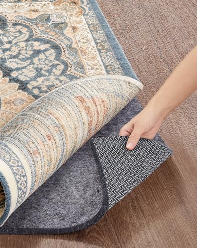 Veken Non Slip Cushioned Rug Pad Gripper 5 x 7 Ft, Felt and Silicone Backing, 1/4" Thick Carpet Liner for Hardwood Floors and Finishes, Under Area Rugs Anti Skid Mat, Keep Rugs Safe and in Place