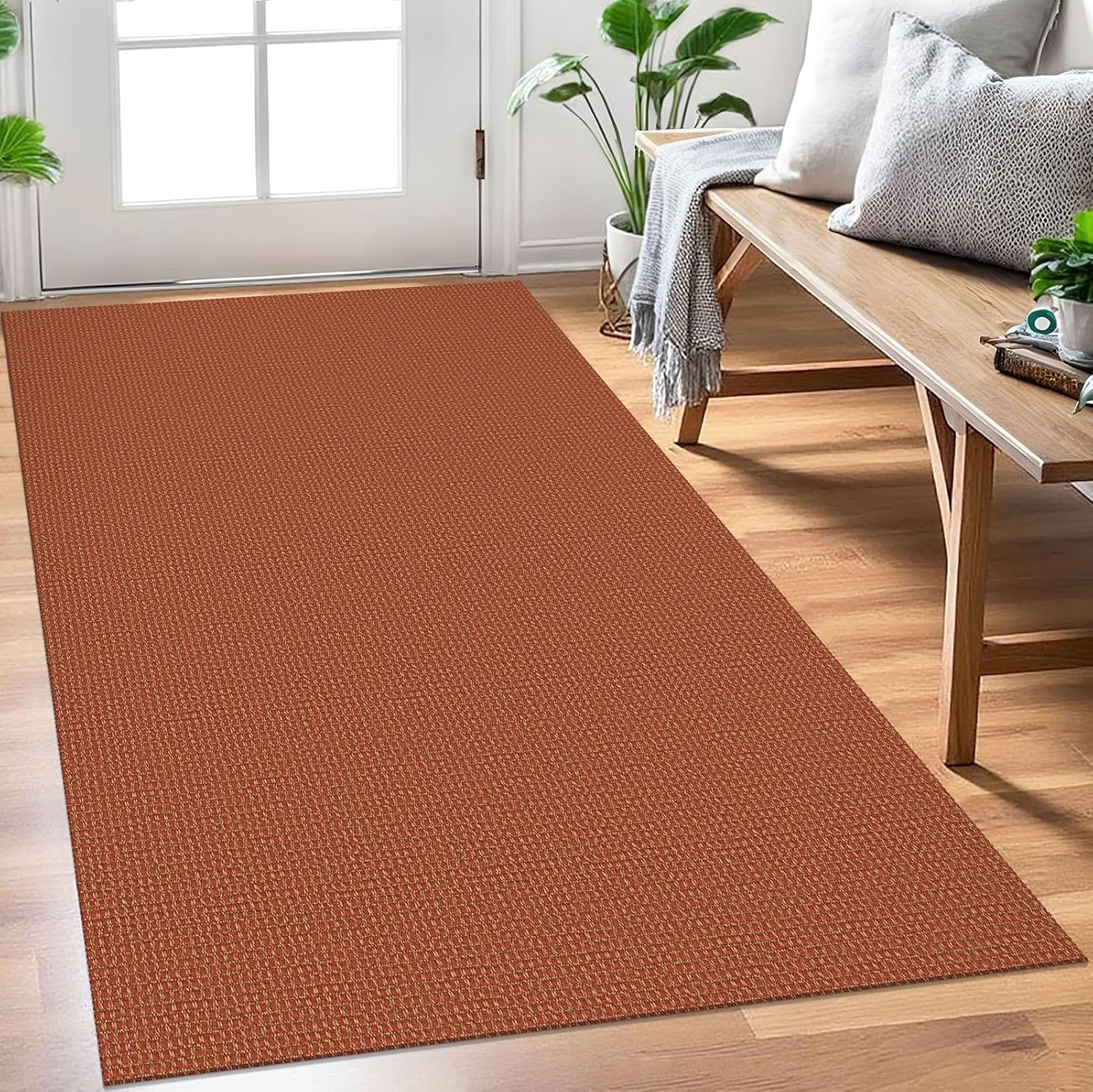 EARTHALL Woven Area Rug 3x5 Ft (Rustic Orange/Tan)