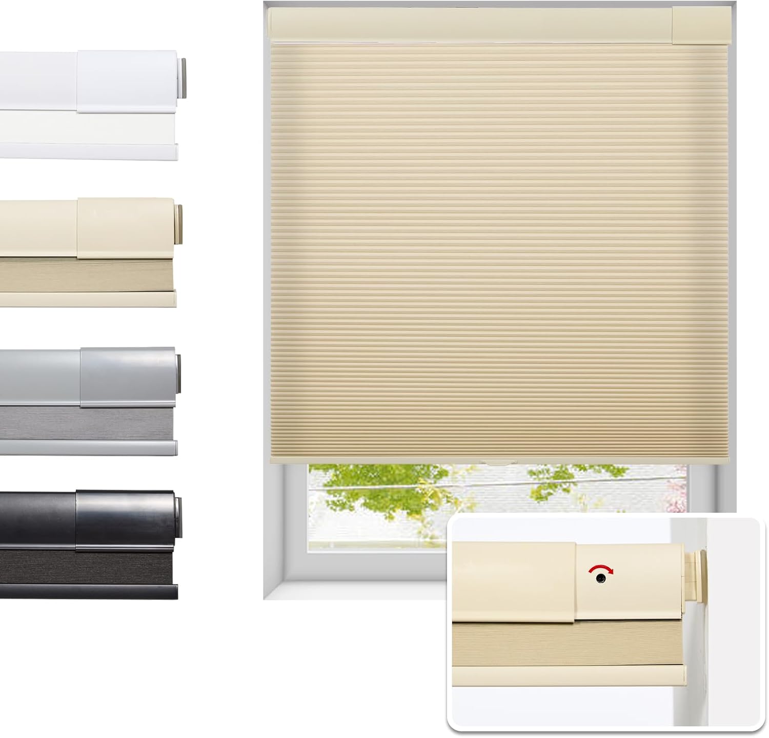 Tonature No Drill Light Filtering (Beige, 32.5" x 64")