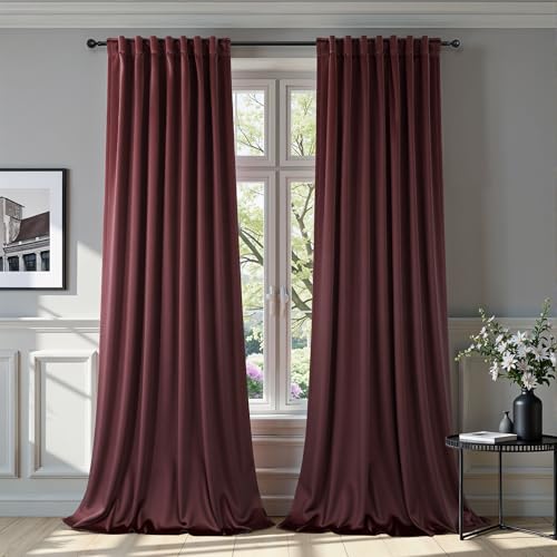 PITALK Ruby Wine Velvet Curtains