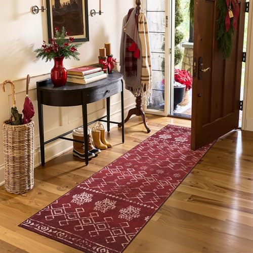 jinchan Snowflake Christmas Runner Rug 2x6