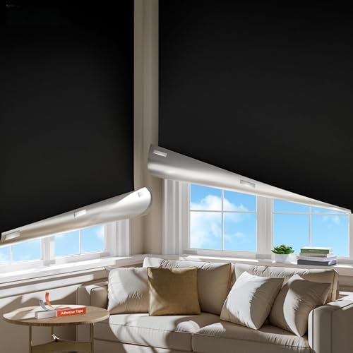 2 Pack Portable Blackout Curtains for Bedroom, Easy Install No Drill Blackout Shades&Blinds for Indoor Windows with Upgraded Tapes,100% Black Out Window Cover for RV,Nursery (42" W x60 H,2 Panels)