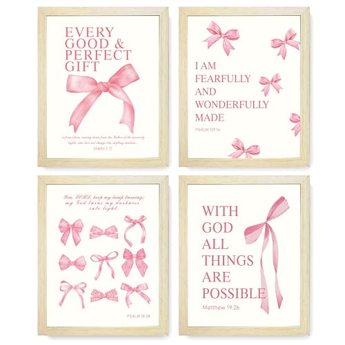 LARTSFRO Pink Bow Posters 8x10 (Set of 4)
