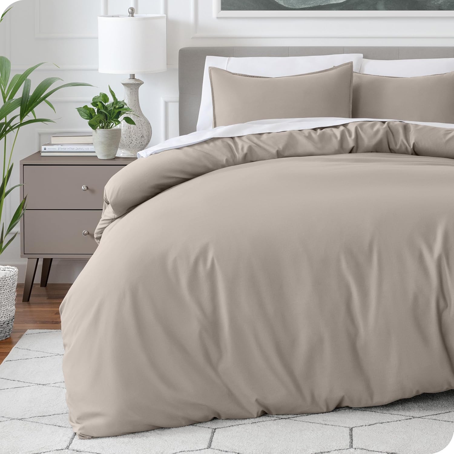 Bare Home Bedding Duvet Cover California King Size - Premium 1800 Super Soft Collection - Lightweight, Cooling - Soft Breathable Bedding Duvet Cover (Cal King, Khaki)