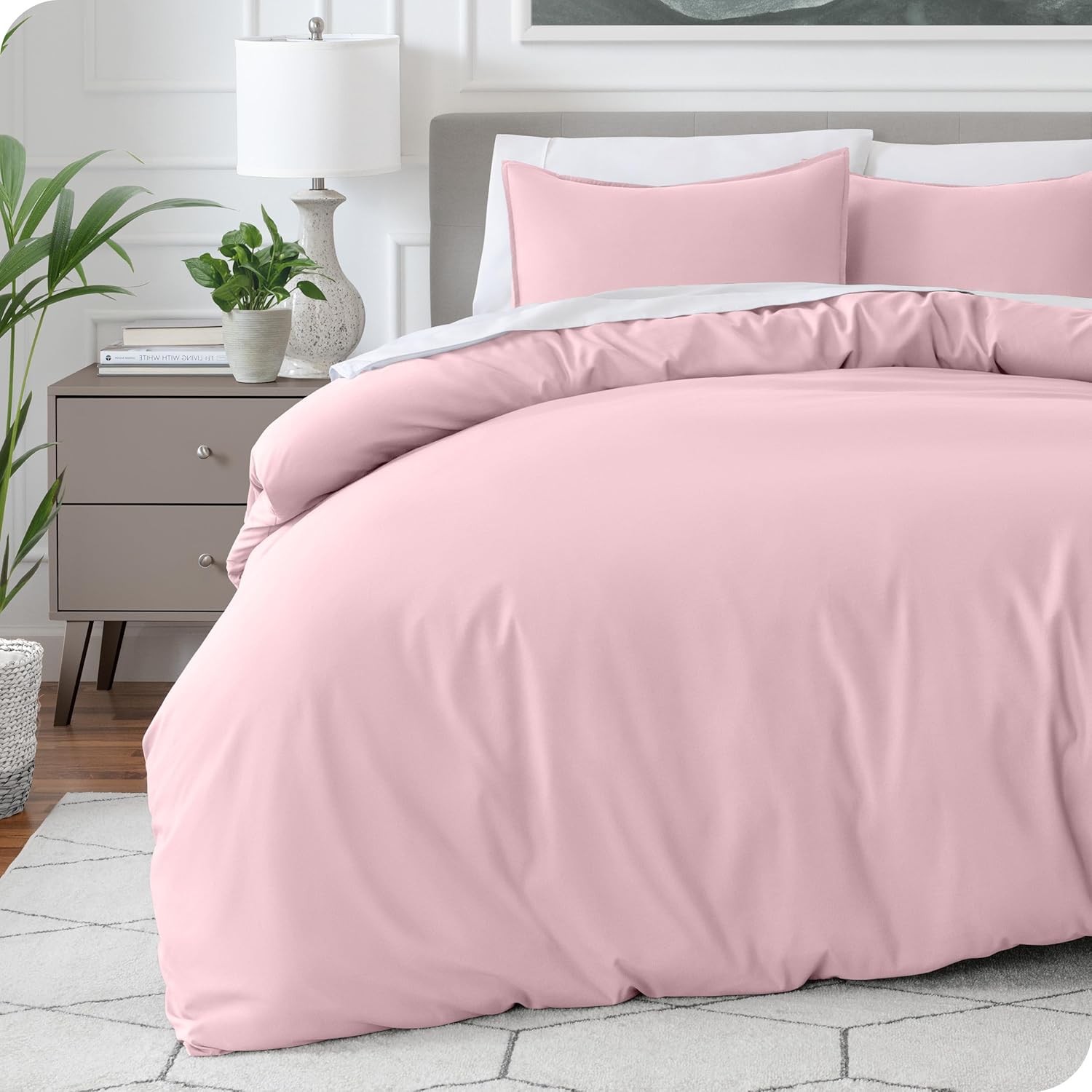 Bare Home Bedding Duvet Cover King Size - Premium 1800 Super Soft Collection - Lightweight, Cooling - Soft Breathable Bedding Duvet Cover (King, Dusty Pink)