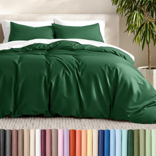 Bare Home Bedding Duvet Cover California King Size - Premium 1800 Super Soft Collection - Lightweight, Cooling - Soft Breathable Bedding Duvet Cover (Cal King, Forest Green)