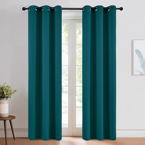 NICETOWN Teal Blackout Cafe Faux Silk