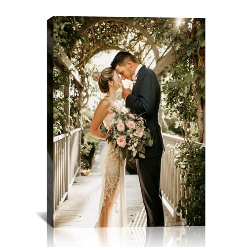 Custom Canvas Prints With Your Photos Personalized Framed Canvas Print Wall Art Home Decor Customized Canvas Picture Gifts for Couple Boyfriend Girlfriend Pet Dog Baby Family Mom Dad | 16x24 inches