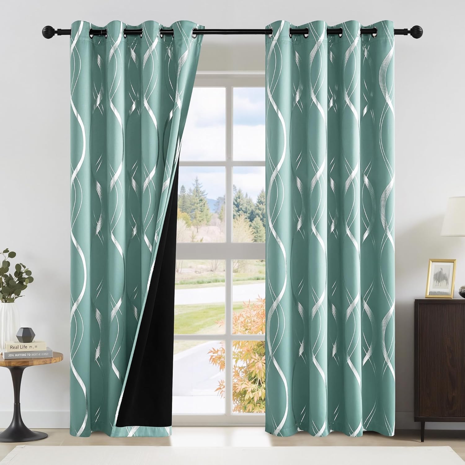 NICETOWN 100% Blackout Aqua Blue (84 in)