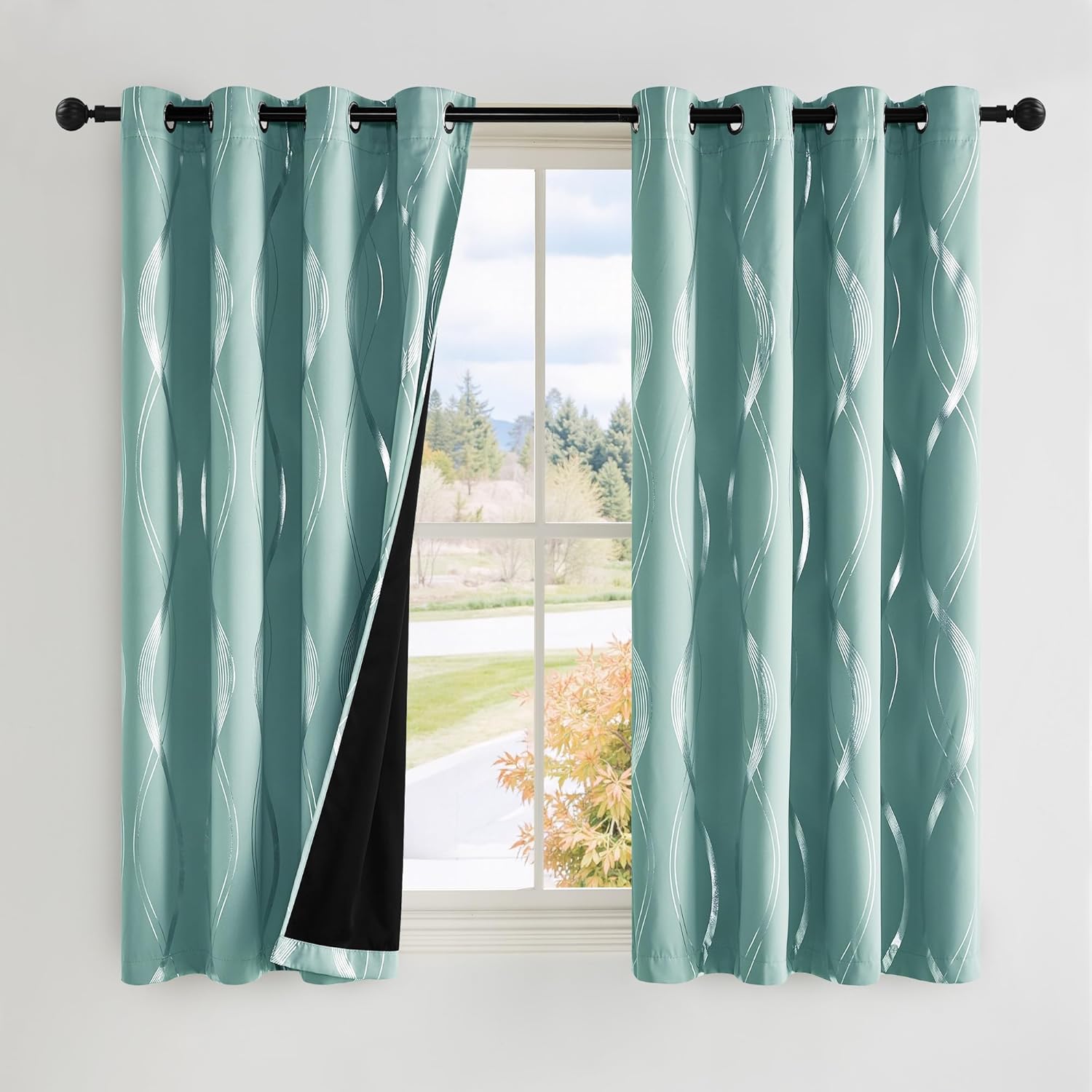 NICETOWN 100% Blackout Aqua Blue (72 in)