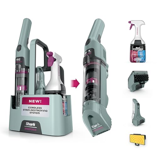Shark StainForce Cordless Portable Spot, Stain, & Odor Remover System for Carpets, Area Rugs, Upholstery, Stairs, with Storage Caddy, Accessories, and Full-Size Cleaning Solution, HX101 (NEW)