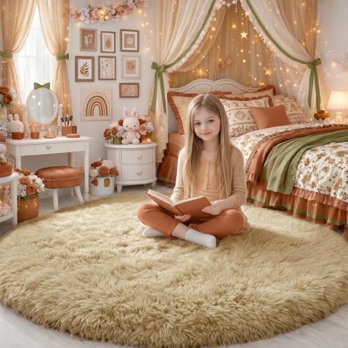 Amdrebio Beige Round Area Rug