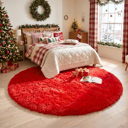 Red Circle Round Rug
