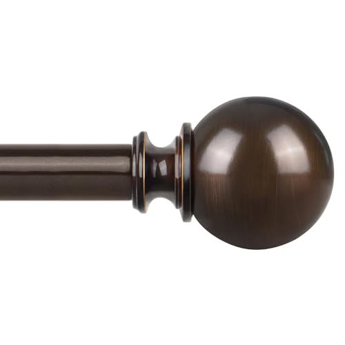 KAMANINA 1 Inch Bronze Curtain Rods for Windows 120 to 170 Inches, Long Heavy Duty Curtain Rod 140 to 195 Inches (11.6-16.2ft), Decorative Drapery Rod with Round Finials
