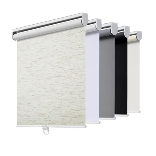 Cordless Roller Shades Blackout Blinds for Windows Room Darkening Rolled Up Shades with Spring System, UV Protection Window Shades Door Blinds for Home and Office (31.5" W x 72" H, Linen Cream