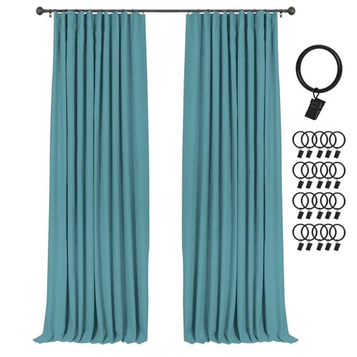 INOVADAY 100% Blackout Curtains, Teal, W50xL90