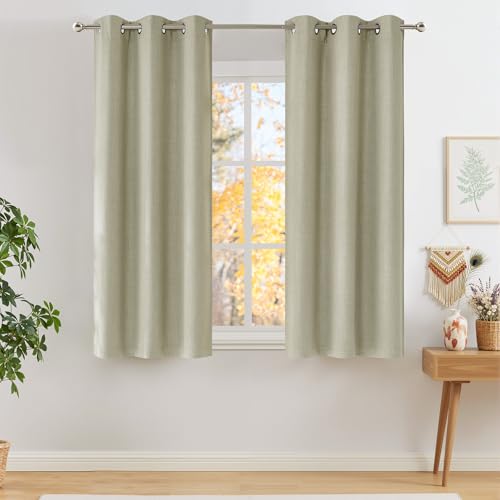 NICETOWN Short Faux Linen Beige
